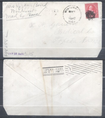 United States 1897 Postal History, Cover Iowa to Topeka Kansas D.062 foto