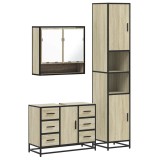 Cumpara ieftin Set mobilier de baie, 3 piese, stejar sonoma, lemn prelucrat