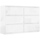 HOMCOM Comodă cu 6 Sertare din PAL, pentru Dormitor, Design Modern și Multifuncțional, 112x34x75 cm, Alb | Aosom Romania