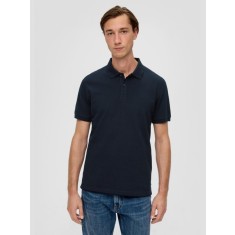 Tricou polo barbati, din bumbac cu croiala Regular Fit, logo, Bleumarin, S