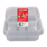 Caserole Capac Atasat, 192x130x55 mm,10 Buc/Set, 750 ml, Plastic Transparent, Caserole Reactangulare, Caserole de Unica Folosinta Alabala, Caserole cu