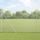 &Icirc;mprejmuire din Foaie Sudată cu 13 St&acirc;lpi 1.5x25 m Oțel Galvanizat