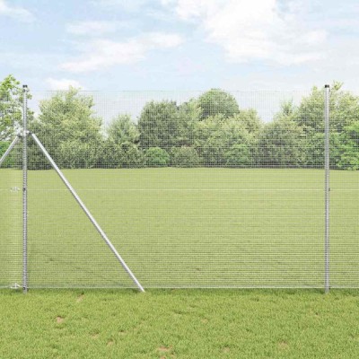 vidaXL Gard din s&amp;acirc;rmă sudată cu 7 st&amp;acirc;lpi 1.5x10 m Oțel galvanizat foto