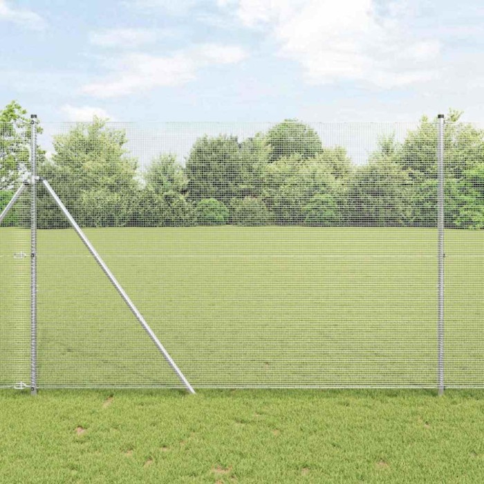 vidaXL Gard din s&acirc;rmă sudată cu 7 st&acirc;lpi 1.5x10 m Oțel galvanizat