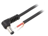 Cablu DC 5.5/2.1 cu Mufă &icirc;n Unghi Negru 1.5m 1x1mm2, WEST POL