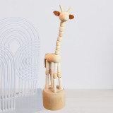 Jucarie Figurina - marioneta mobila din lemn GIRAFA &ndash; decor si DIY, 3 ani +
