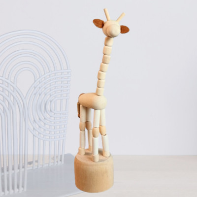 Jucarie Figurina - marioneta mobila din lemn GIRAFA &amp;ndash; decor si DIY, 3 ani + foto