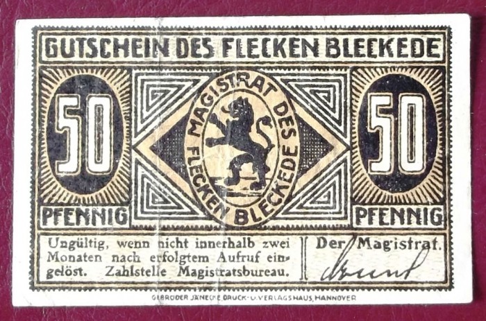 Germania notgeld 50 pfennig Bleckede **