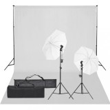 vidaXL Kit studio foto cu set de lumină și fundal