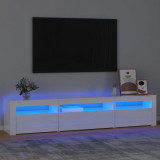 Comoda TV cu lumini LED, alb extralucios, 195x35x40 cm GartenMobel Dekor, vidaXL