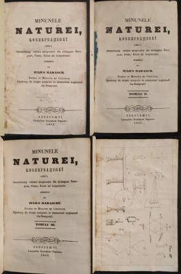 rara 1852 MINUNILE NATURII Iulius Barasch Vol. I+II+III 587 pag cu 2 Gravuri CONVERSATIUNI Stiintele Naturale Fizica Chimie Astronomie. Barbu Stirbei foto