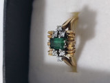 Inel din aur cu diamante si smarald(MS 48)