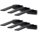 Set 6 suporturi pentru rafturi, Vivatechnix 160 x 100 x 45 mm, Otel, Negru, max 72.6 kg, Grosime 5 mm