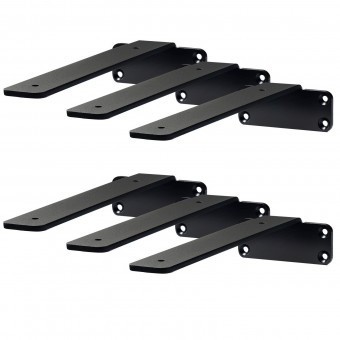 Set 6 suporturi pentru rafturi, Vivatechnix 210 x 100 x 45 mm, Otel, Negru, max 72.6 kg, Grosime 5 mm foto