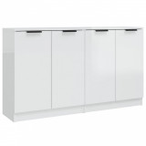 Servante, 2 buc., alb extralucios, 60x30x70 cm, lemn prelucrat