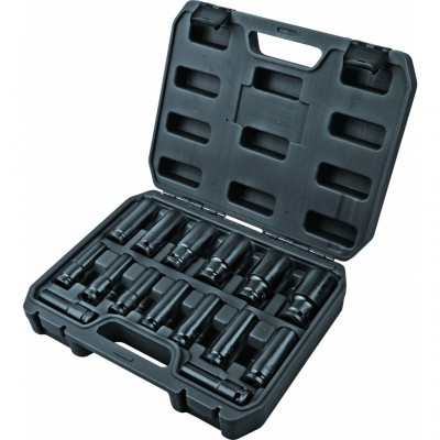TOPMASTER Set 15 chei tubulare hexagonale lungi de impact 10-32 mm prindere patrat 1/2 foto