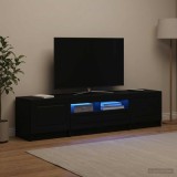 Cumpara ieftin Cabinet TV cu LED UTRECHT 3 buc. Negru Lemn prelucrat