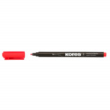 Marker Permanent Kores, Varf Rotund, 1 mm, Rosu, pentru CD/DVD, Markere Permanente, Marker Rosu Permanent, Markere Rosii Permanente, Marker Kores, Mar