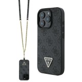 Guess - Leather Metal Logo Strass Crossbody (GUHCP16LP4TDSCPK) - iPhone 16 Pro - Black