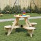 vidaXL Masă picnic 4 copii, orificiu umbrelă, lemn masiv brad, rotundă 4008987