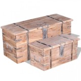 Set de două cufere de depozitare din lemn de acacia, vidaXL
