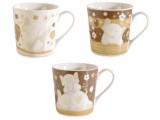 Cumpara ieftin Set 3 cani portelan alb maro Elefanti &Oslash; 9,5 cm x 9,5 H, 350 ml