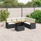 vidaXL Set canapele de grădină cu perne, 7 piese, negru, poliratan 3273093