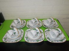 SET pentru DESERT si CAFEA din portelan HACKEFORS , decorat cu Anemone Hepatica