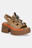 Sorel sandale din nubuc REIN CB LACE PLATFORM HE culoarea bej, 2113101263