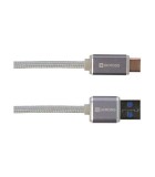 Cablu USB 2 in 1 cu conector USB Type C argintiu 1m protectie, Skross