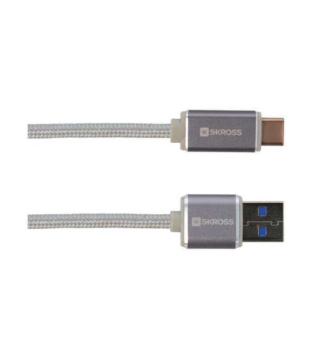 Cablu USB 2 in 1 cu conector USB Type C argintiu 1m protectie