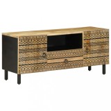 VidaXL Dulap TV, negru, 105x33,5x46 cm, lemn masiv de mango brut