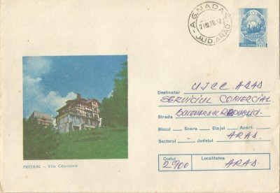 Romania, Predeal - Vila Caprioara, intreg postal circulat intern, stampila publ. foto