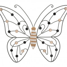 Decoratiune de perete Butterfly, Mauro Ferretti, 39.5 x 33.5 cm, fier/MDF, maro/negru