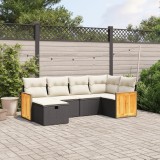 vidaXL Set mobilier de grădină cu perne, 6 piese, negru, poliratan