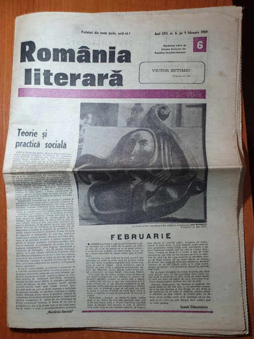 romania literara 9 februarie 1989-art. si foto victor eftimiu
