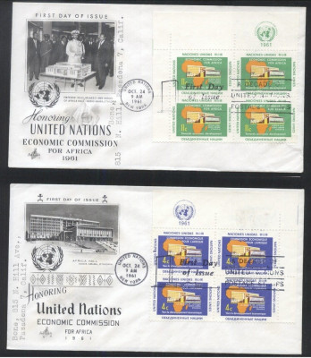 UN New York 1961 Africa economic commission Mi.109-110 x 4 FDC UN.147 foto