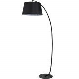 HOMCOM Lampa de Podea Arc Inalta, Design Modern cu Abajur din Tesatura si Baza Metalica, Comutator cu Pedala, Negru | Aosom Romania