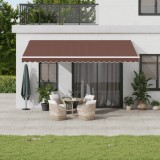 vidaXL Copertina retractabilă manual cu LED, maro, 500x350 cm 3215396
