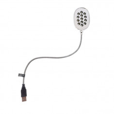 Lampa LED Esperanza EA120, brat flexibil 20 cm, conector USB Tip A, argintie cu negru