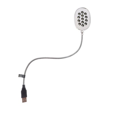 Lampa LED Esperanza EA120, brat flexibil 20 cm, conector USB Tip A, argintie cu negru foto