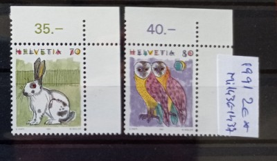 TS21 - Timbre serie Elvetia 1991 Mi1436-1437 foto