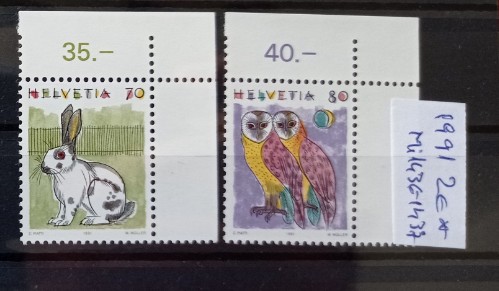TS21 - Timbre serie Elvetia 1991 Mi1436-1437