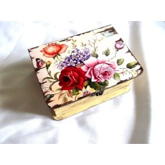 Cutie din lemn tip carte cu trandafiri 45572