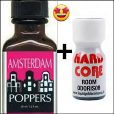 AMSTERDAM 24 ML+ HARD CORE 10ML,2,POPPERS,AROMA CAMERA ,RUSH,CALITATE,ORIGINAL foto