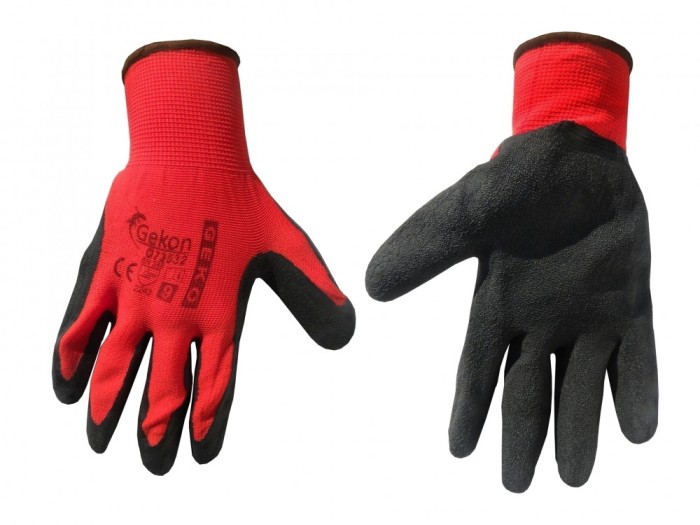 Mănuși de protecție GEKO, mărimea 9, Latex roșu, G73532