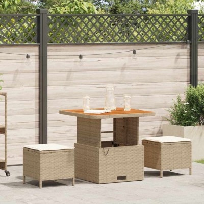vidaXL Set de masă pentru grădină Bej Rattan poli 42007913 foto