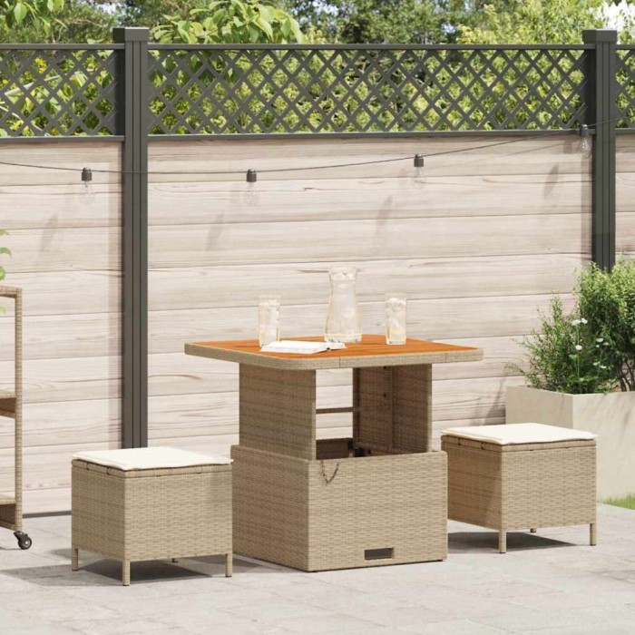 vidaXL Set de masă pentru grădină Bej Rattan poli 42007913