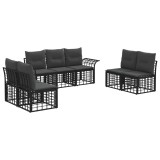 vidaXL Set de canapele de exterior 7 pcs Negru și Gri &icirc;nchis Poliester 3437667