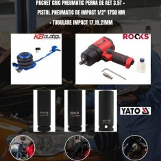 Pachet Cric pneumatic perna de aet 3.5T + Pistol pneumatic de impact 1 2 1750 Nm + Tubulare impact 17,19,21mm